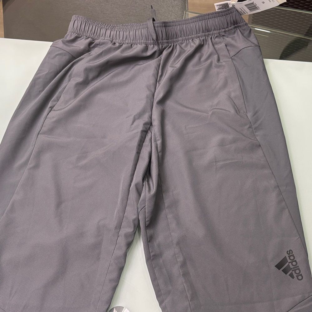 Adidas Gray Performance Pants regular fit medium 2 zipper pockets front